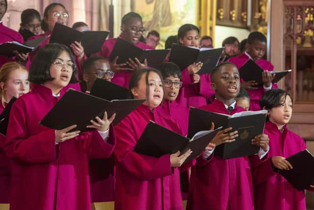 The choir in full voice for the ever-popular BBC One programme, Songs of Praise