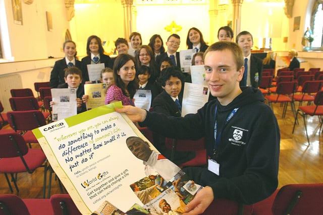 Jonathan Lord at St Mary's Catholic High School, Blackpool, ready for his trip to Kenya