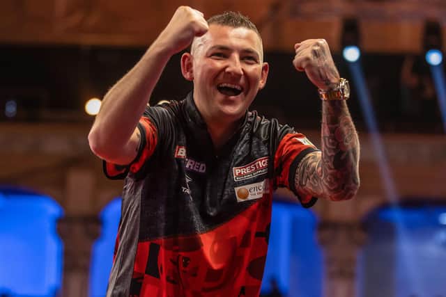 Nathan Aspinall also won on the Winter Gardens stage with victory over 2021 semi-finalist Krzysztof Ratajski Picture: Taylor Lanning/PDC