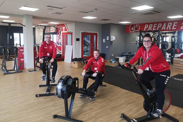Students and staff at Fleetwood Town Community Trust and Sports College in training for the massive task of cycling, rowing and swimming the equivalent distance between Fleetwood and Kyiv, Ukraine to raise money for victims of the crisis