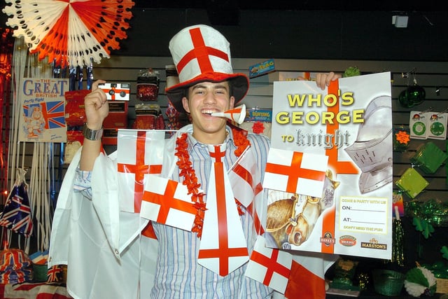 Stardream Sales and Marketing Manager Ben Barnett with some of his company's St George's Day products in 2005