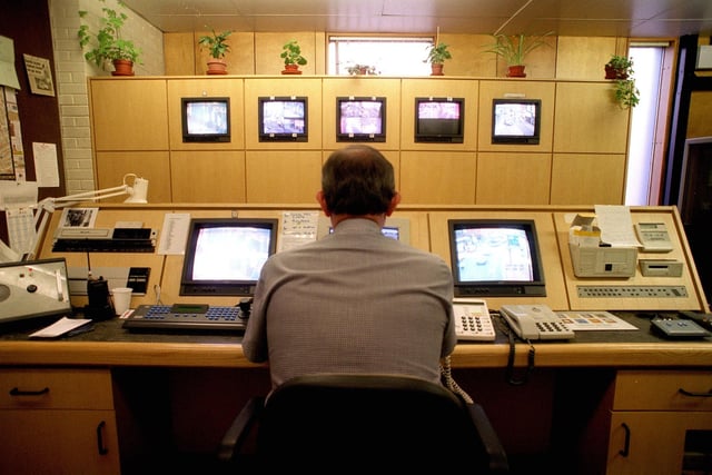 A view of the CCTV room at the station 25 years ago