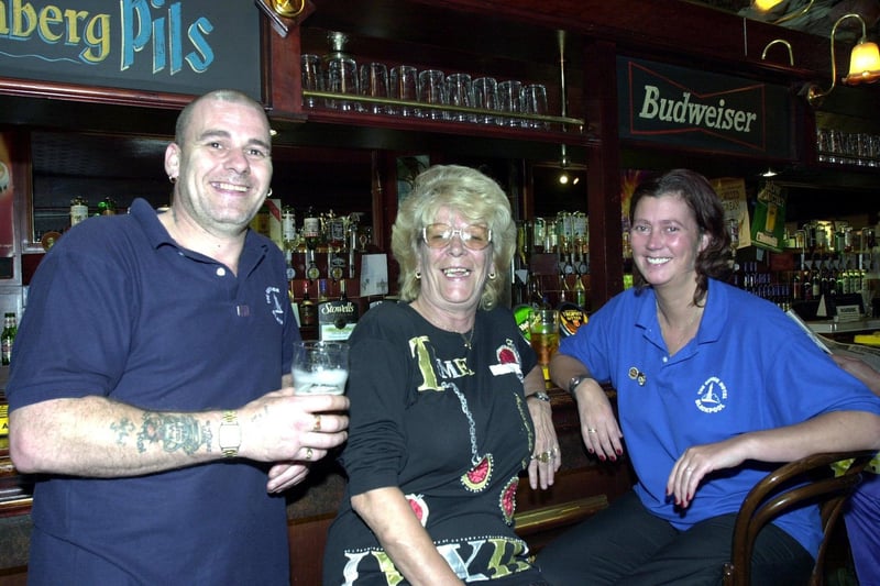George Hotel landlady Penny Corney (centre) with barman Mitch Savage and Bar Supervisor Julie Dean