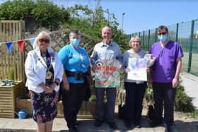 Councillor Andrea Kay, Karen Howard-Smith from Brian House Children's Hospice, Steve Fisher, Christine Fisher and Andy Beaumont from Brian House Children's Hospic