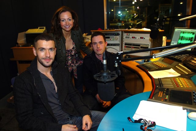 Shane Ward with Jude Vause-Walsh and Graeme Smith at the Rock FM studio in Preston