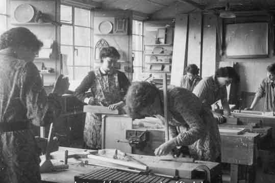 Students working in the Handicraft department, circa 1950