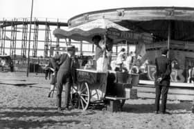 Sand was still close by to the rides in the early days of Blackpool Pleasure Beach before New South Promenade was built