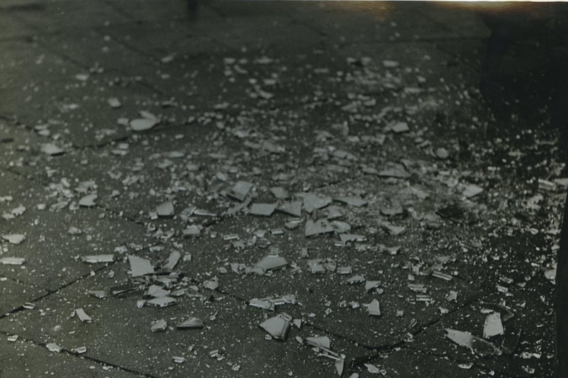Shattered glass outside Blackpool Town Hall