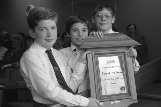 Youngsters at a Kirkham school have proved they are top of the form by lifting a county-wide general knowledge competition. Forty-eight teams from Lancashire primary schools battled out their own version of Mastermind, organised by BNFL's Springfield Works, at Salwick. A team from Kirkham St Michael's, featuring (pictured left to right) Tristan Longworth, Dylan Wilson and Robert Kane, emerged as the winners