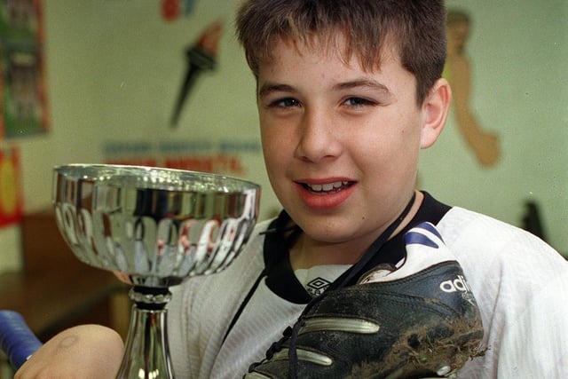 Pupil Chris Cairns was 12 when this photo taken in 1998. He played football for Thornton and then dashed off at half time to play squash and won the Lancashire U13 squash championships