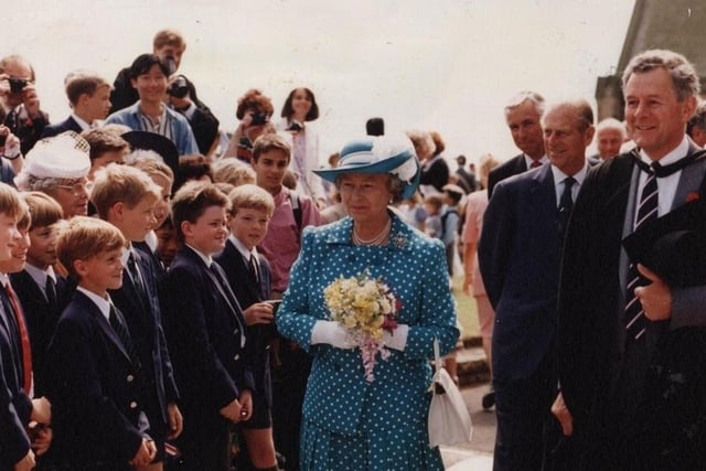 Queen Elizabeth II with Prince Philip at Rossall School