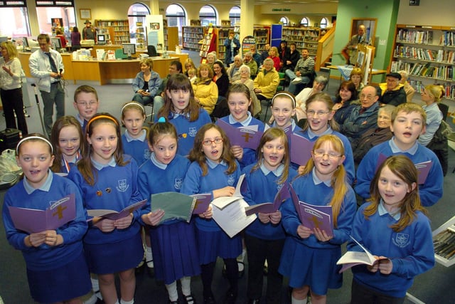 St Mary's Catholic Primary School choir singing hymns at Fleetwood Central Library