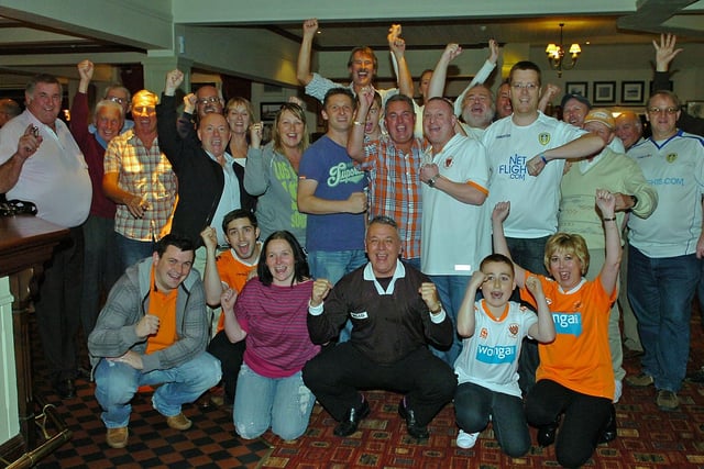 Football quiz night at The Shovels  to raise money towards the Jimmy Armfield statue at Bloomfield Road. Pictured centre is pub manager Steve Norris with regulars, football fans and former players