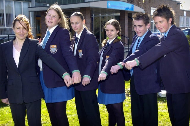 Pupils at Collegiate High School joined the Gazette's green wristband campaign to promote fair play on the sports field. Pictured with their wristbands are Caroline Oxer, Lynsey Broughton, Vicky Southern, Claire Kilner, Liam Collins and Will Morris