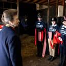 Princess Anne meets young members of the Pony Club scheme at Wrea Green Equestrian Centre.