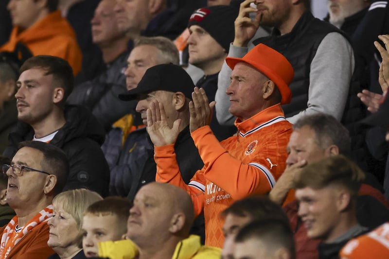 Blackpool fans at Bloomfield Road for the defeat to Derby County.