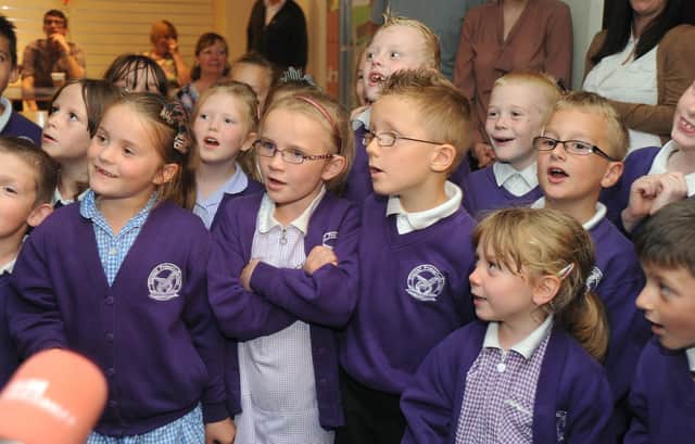 Blackpool Zoo celebrated its 40th birthday with a party hosted by Tower Circus. Children from Stanley Primary School sing Happy Birthday