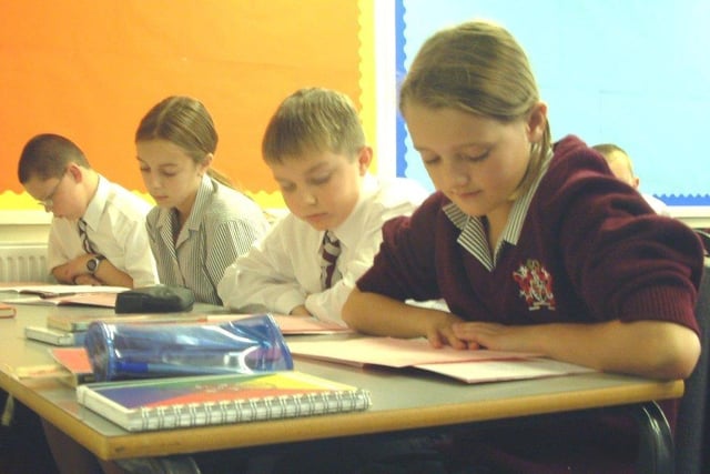 Studious youngsters in year seven history class, 2004