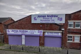James Andrew Prams and Nurseries at Squires Gate Lane bridge in Blackpool.