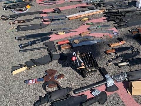 Some of the weapons seized from Foxhall Market in Dale Street, Blackpool on Monday, July 4