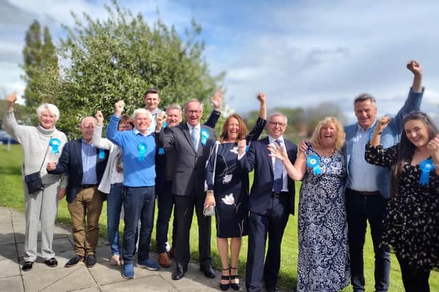 The Conservatives celebrate their victory in Fylde.