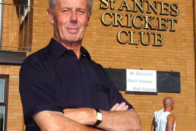 Brian Standing at his beloved St Annes Cricket Club.