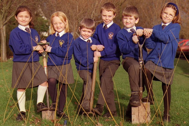 At work on their Millennium Garden at St Peter's Catholic Primary School, Lytham are from left, Lucia Mercaldi, Alice Aitken, Daniel Gardner, Daniel Wilson, Rhone Wilson and Lucy McIndoe