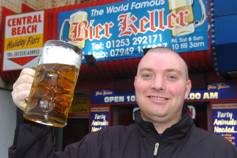 Owner Alan Ogden, known as Oggie, outside his pub the Bier Keller in 2007