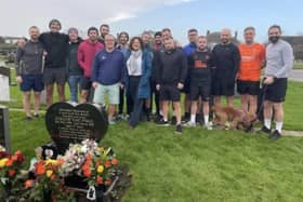 Oliver and a group of friends visited the grave of his friend Callum Fyall who took his own life in 2019.