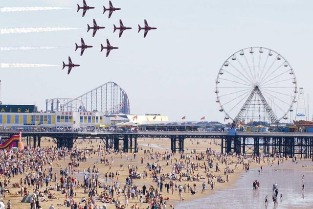 This was the scene on the beach in 2006 as crowds watch the Red Arrows