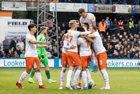 The Seasiders celebrate Gary Madine's equaliser from the penalty spot