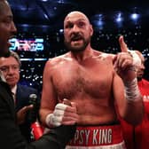 Tyson Fury talks with Dillian Whyte's corner following the WBC World Heavyweight Title Fight between Tyson Fury and Dillian Whyte at Wembley Stadium (Photo by Julian Finney/Getty Images)