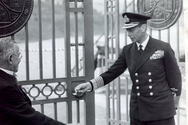 King George VI opens the gates of Ladybower Reservoir in 1945