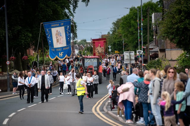 The Freckleton Club Day procession wends its way through the streets.