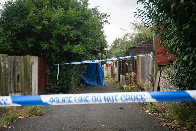 The body of a man in his 30s has been found in an alleyway next to Eastwood Avenue, close to Layton Primary School in Blackpool. Picture by Dan Martino / Blackpool Gazette