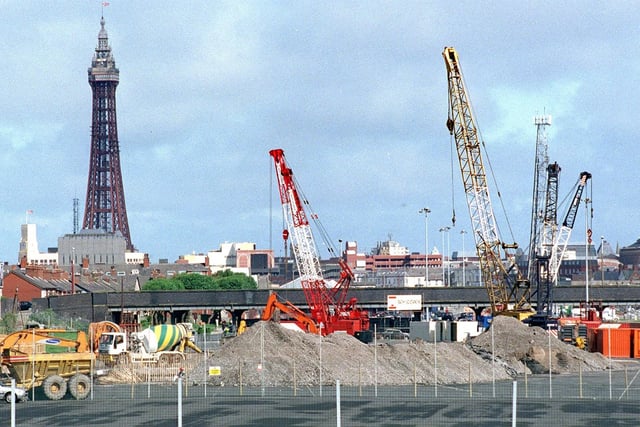 Building work at Bloomfield Road car park in 1998. View from Waterloo Road bridge.