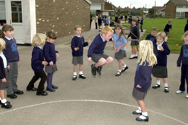 This is Mayfield Primary School where children were getting their exercise - and having loads of fun - with a skipping rope
