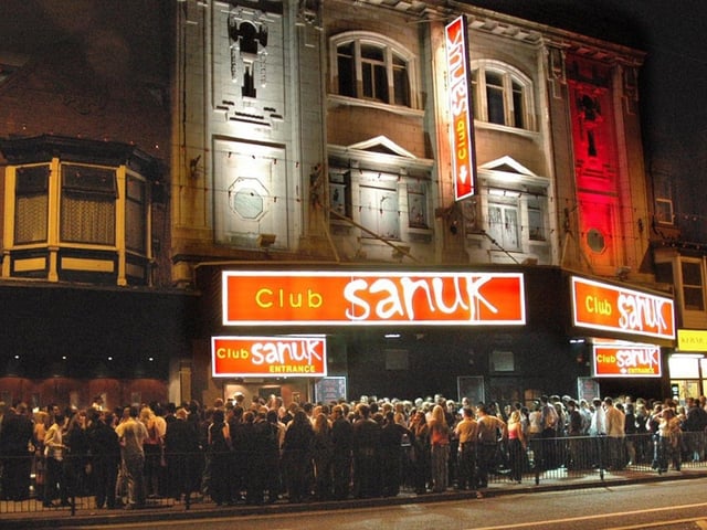 Crowds of clubbers outside on the opening night of Club Sanuk on Blackpool seafront