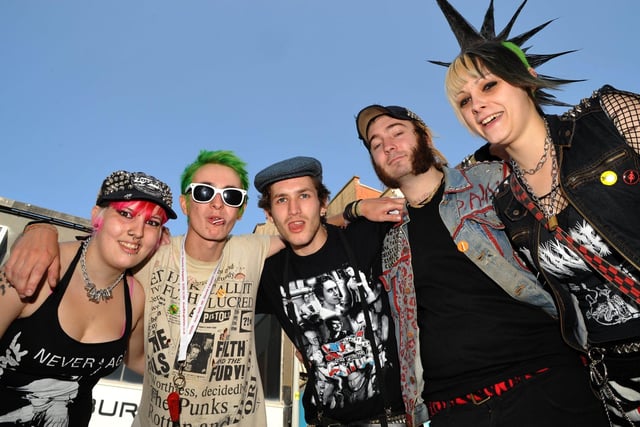 Left to right P.W., Alien Head, Chris Cocker, Jay Kay and Annie Acid