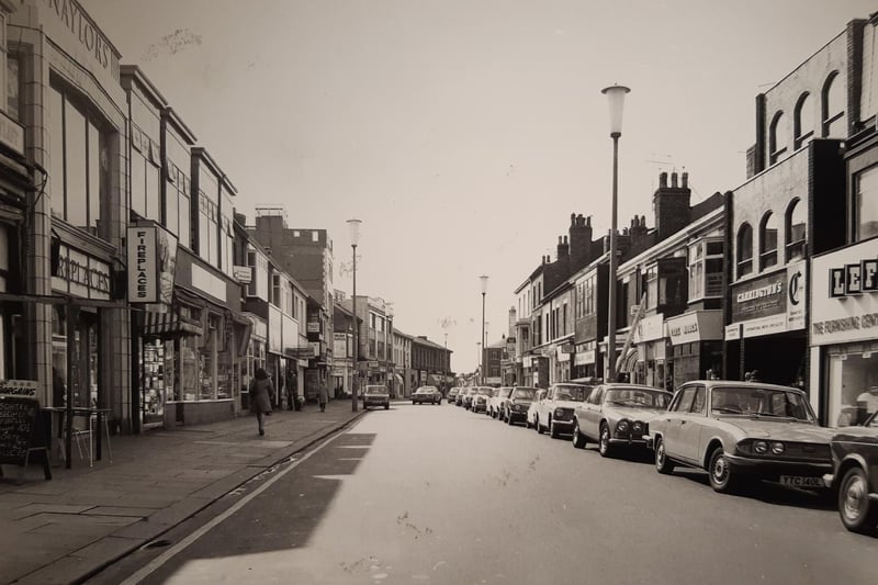 A little further back in this picture, 1970s perhaps? There is no date on the back of the photo but shows Naylors Fireplaces, Leftons and Carringtons