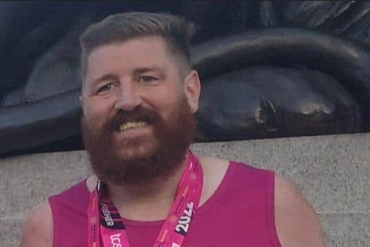 Brain tumour patient Scott Bamber, of Fleetwood, completed the London Marathon
