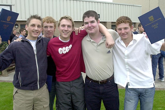 A Level results at Blackpool Sixth Form College. Gilbey Crilley, Jonathan Berry, Richard Godwin, Tim Boughen and Jonathan Bailey, 2002