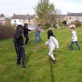CANW Young Carers playing in the open space at Wilpshire Head Office