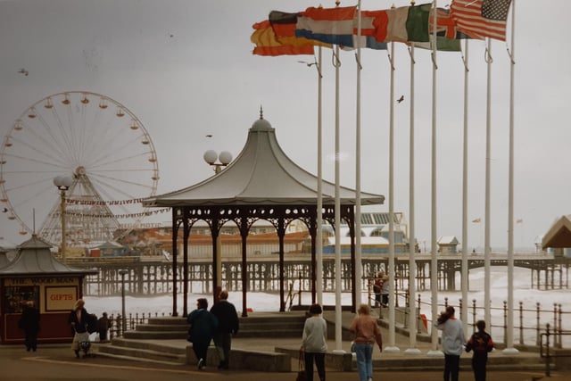 The flags were flying in this seafront picture