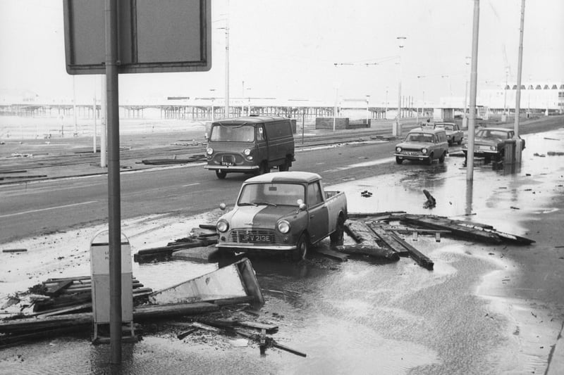 Gale damage on Blackpool Promenade