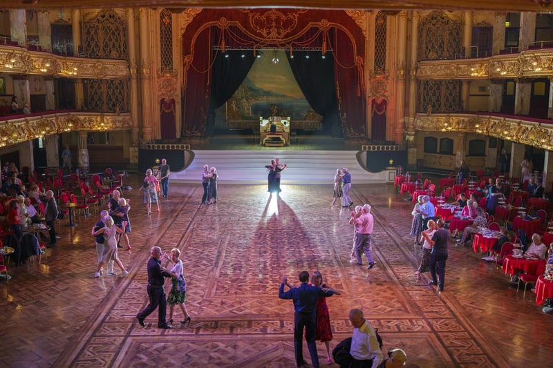 Dating back to 1894, The Blackpool Tower Ballroom is world famous for its unique sprung dance floor, sparkling chandeliers and stunning decor. Enjoyed by dancers from all over the world and a highlight during filming of BBC's Strictly Come Dancing, there's no place like it. Visit https://www.theblackpooltower.com/our-attractions/explore/the-blackpool-tower-ballroom/ to book.