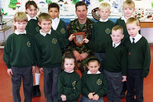 Lieutenant colonel Simon Newton at Weeton County Primary School in 1998