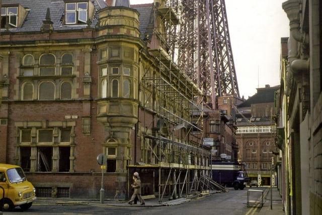 This was Sefton Street and was where Fylde Water Board stood. It occupied this site until its demolition in 1975 to make way for the Houndshill Shopping Centre.
Photo from Blackpool Through Time by Allan Wood and Ted Lightbown