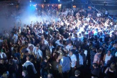 Crowds packed on the revolving dancefloor