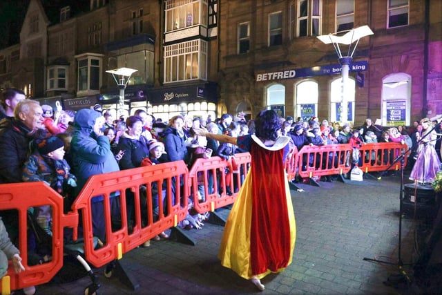 The crowds in St Annes Square enjoying the entertainment at the Christmas lights switch-on-event. Picture: Esther Parkinson.